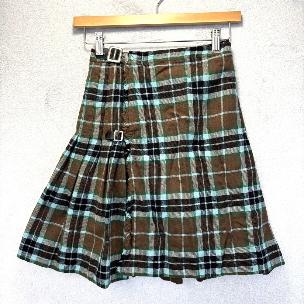 The Scotch House Thompson Hunting Tartan Plaid Wool Kilt‎ Skirt Size 20 Buckle